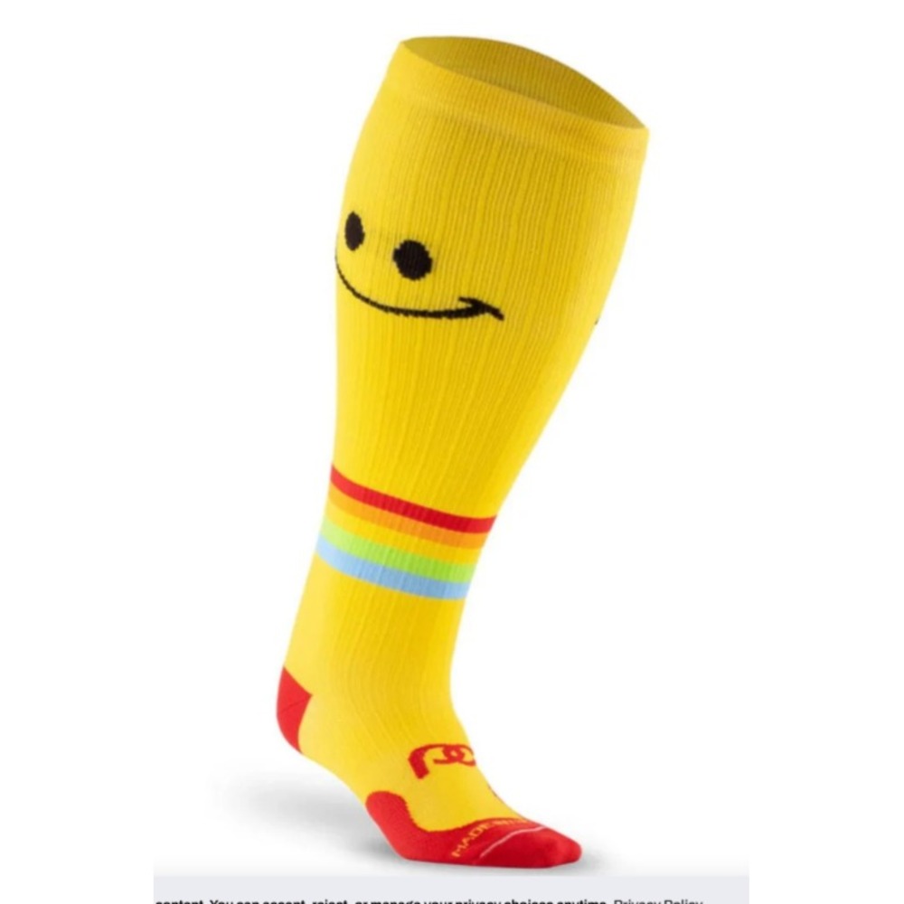 Womens Pro Compression Knee High OTC Yellow Smile Socks sz XS